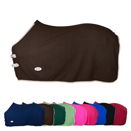 RL24 - Abschwitzdecke Basicline – Pferdedecke mit Schweifkordel, Widerristpolster & Metallverschluss – atmungsaktive Fleecedecke – Pferde Zubehör – Transportdecke in Dunkelbraun – 95cm von RL24