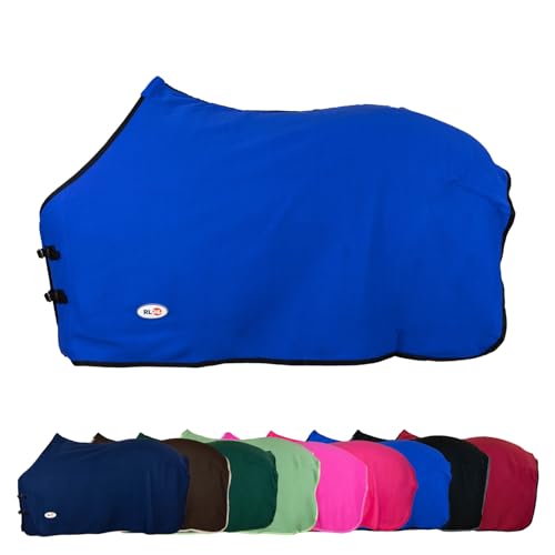 RL24 - Abschwitzdecke Basicline – Pferdedecke mit Schweifkordel, Widerristpolster & Metallverschluss – atmungsaktive Fleecedecke – Pferde Zubehör – Transportdecke in Royalblau – 155cm von RL24