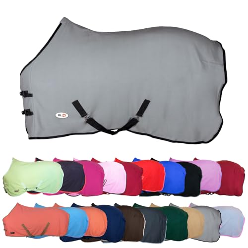 RL24 - Abschwitzdecke mit Kreuzgurt Basicline - Pferdedecke mit Schweifriemen & Widerristpolster - atmungsaktive Fleecedecke - Pferde-Outdoordecke - Pferde Zubehör in Hellgrau - 155cm von RL24