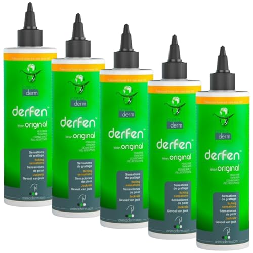 RL24 Animaderm - Derfen Original Lotion – Hautpflege für empfindliche Pferdehaut – Hautlotion für Sommerdermatitis – bei gereizter Haut & Juckreiz – Pferdepflege – 5 x 250 ml (5er Set) von RL24