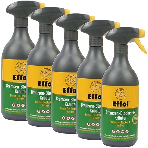 RL24 Effol - Bremsen-Blocker+ Kräuter | Insektenschutz mit Kräuterduft | Fliegenschutz vor Bremsen, Zecken, Mücken & Fliegen | Bremsenspray für Pferde | 5 x 750 ml Spray (5er Set) von RL24