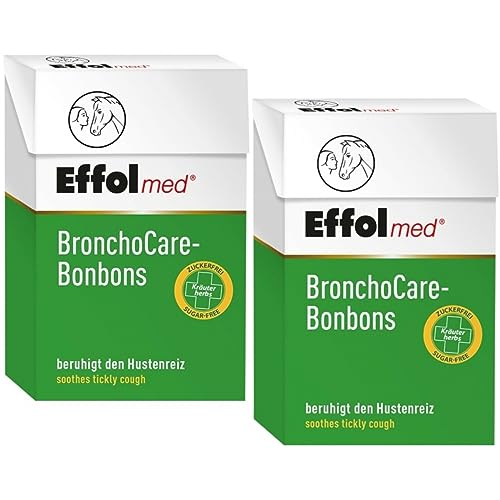 RL24 Effol - BronchoCare-Bonbons | Bonbons für Pferd & Mensch | Pferdebonbons mit Kräuterextrakt & Minzaroma | natürliche Bronchialkräuter | Pferdeleckerlis ohne Zucker | 2 x 44g (2er Set) von RL24