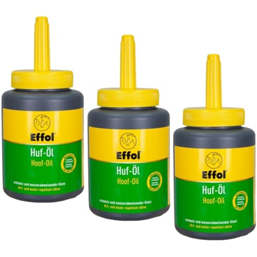 RL24 - Huf-Öl | schmutzabweisendes Huffett mit Pinsel | für brillanten Glanz | besteht aus Lanolin und Lorbeeröl | Hufpflege für Pferde | 3 x 475 ml Pinselflasche (3er Set) von RL24