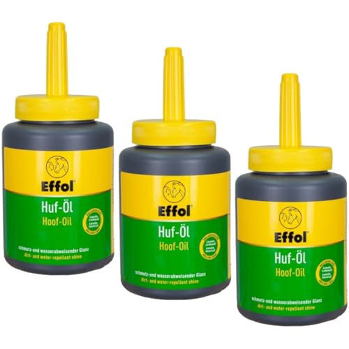 RL24 Effol - Huf-Öl | schmutzabweisendes Huffett mit Pinsel | für brillanten Glanz | besteht aus Lanolin und Lorbeeröl | Hufpflege für Pferde | 3 x 475 ml Pinselflasche (3er Set) von RL24