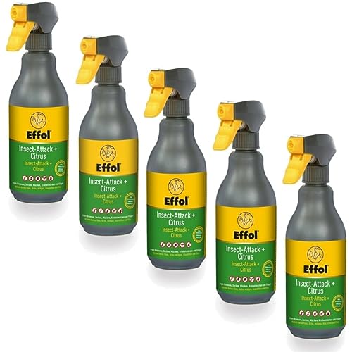 RL24 Effol - Insect-Attack + Citrus | Insektenschutz vor Fliegen, Bremsen & Mücken | sehr Lange Wirkdauer | Fliegenspray & Bremsenspray für Pferde | 5 x 500 ml Spray (5er Set) von RL24