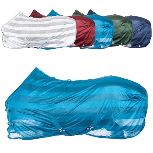 RL24 - Fliegendecke für Pferde Basicline | effektiver Schutz vor Insekten | Ekzemerdecke mit Verstellbarer Kreuzbegurtung | atmungsaktiv & strapazierfähig | Pferdedecke in Petrol | 155cm von RL24