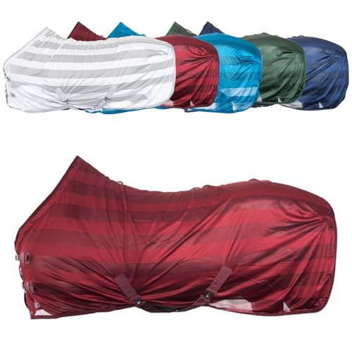 RL24 - Fliegendecke für Pferde Basicline | effektiver Schutz vor Insekten | Ekzemerdecke mit Verstellbarer Kreuzbegurtung | atmungsaktiv & strapazierfähig | Pferdedecke in Weinrot | 85cm von RL24