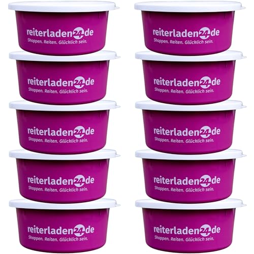 RL24 - Leckerlischale | Müslischale mit Deckel für Pferde | Futterschale zur Aufbewahrung von Leckerli & Pferdefutter | Leckerli-Dose in Pink | 10 Schalen á 5l (10er Set) | Pferdezubehör von RL24