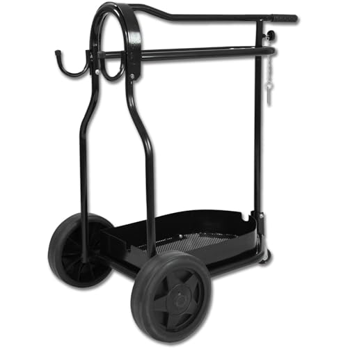 RL24 - Sattelwagen Stall Carry Basket von Waldhausen – mit Korb, Sattelhalter & 2 Haken – platzsparend zusammenklappbar & leicht schiebbar – Sattelcaddy in Schwarz – 15,5 kg – 93 cm (Höhe) von RL24