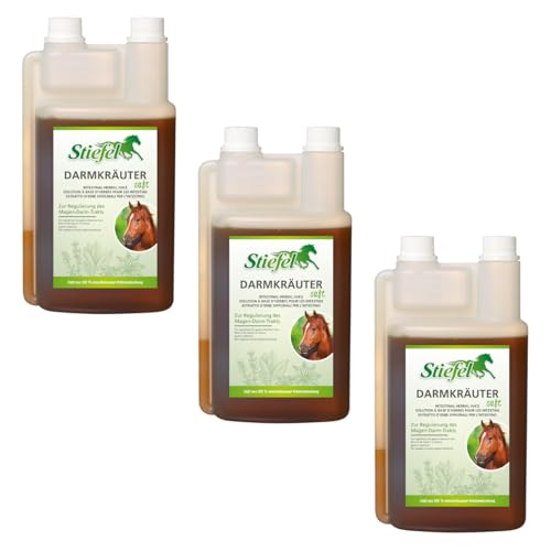 RL24 Stiefel - Darmkräutersaft | Ergänzungsfuttermittel für den Magen-Darm-Trakt | 100% naturbelasse Kräutermischung mit Salbei & Melisse | Pferde Zusatzfutter | 3 x 1000 ml Flasche (3er Set) von RL24