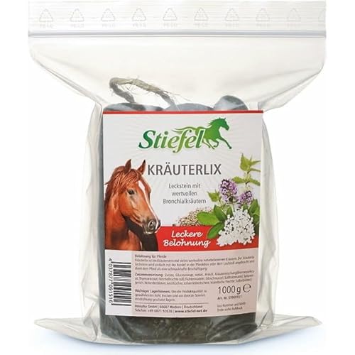 RL24 Stiefel - Kräuterlix Kräuterleckstein | Pferde-Leckstein mit Kordel | zur schmackhaften Beschäftigung | Pferdeleckerlis aus Kräutermischung | Pferde Zusatzfutter | 1 x 1000 g Tüte von RL24