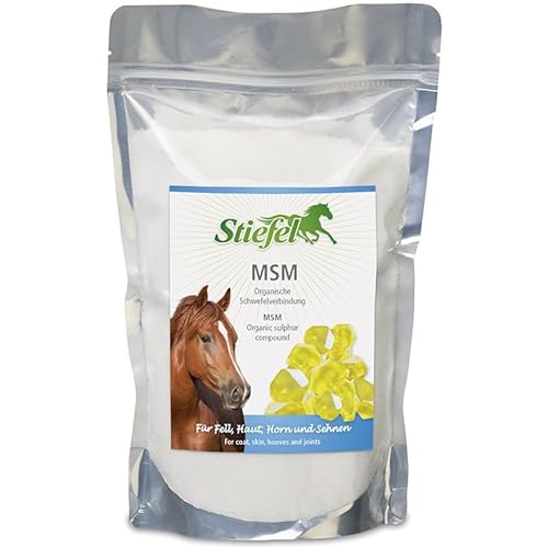RL24 Stiefel - MSM Pulver für Pferde | Nahrungsergänzungsmittel für Fell, Haut, Horn & Gelenke | Ergänzungsfuttermittel aus organischem Schwefel | 1 x 1000 g Tüte von RL24