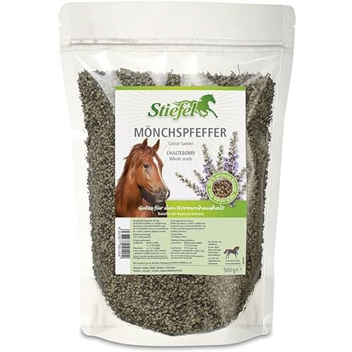 RL24 Stiefel - Mönchspfeffer für Pferde | Ergänzungsfuttermittel aus ganzen Samen | für den Zyklus & Hormonhaushalt von Pferden | ideal bei Cushing | 1 x 500 g Tüte von RL24