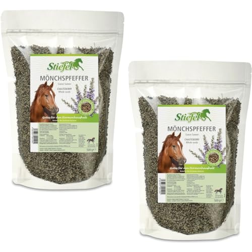 RL24 Stiefel - Mönchspfeffer für Pferde | Ergänzungsfuttermittel aus ganzen Samen | für den Zyklus & Hormonhaushalt von Pferden | ideal bei Cushing | 2 x 500 g Tüte (2er Set) von RL24