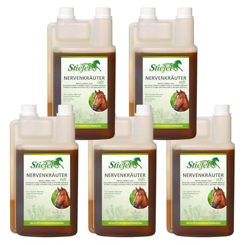 RL24 Stiefel - Nervenkräutersaft für Starke Nerven | Kräutersaft mit Lavendel | Ergänzungsfuttermittel für nervöse & gestresste Pferde | Pferde Zusatzfutter | 5 x 1000 ml Flasche (5er Set) von RL24