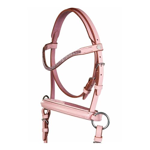 RL24 - Trensenzaum gebisslos für Holzpferde Funny Horses von HKM | Trense aus Echtleder in rosa | Zaumzeug für Holzpferd mit Zügel | Pferdespielzeug für Kinder | Holzpferd Zubehör für Shetty von RL24