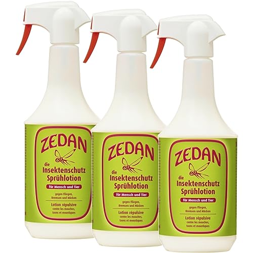 RL24 Zedan SP - Insektenschutz Sprühlotion | gegen Bremsen, Fliegen & Mücken | Fliegenspray Pferd & Reiter | Fliegenschutz mit Geraniol & Zedernholzöl | 3 x 1000 ml Spray (3er Set) von RL24