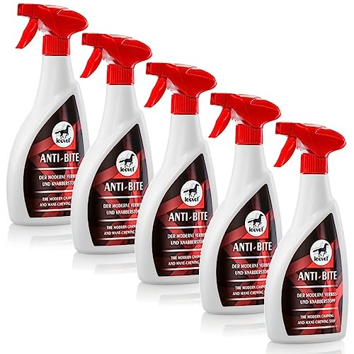 RL24 leovet - Anti-BITE Verbiss- & Knabberstopp | Verbissschutz für Pferde | Pferdespray gegen Anknabbern | schützt Bandagen, Mähne, Schweif & Holz | 5 x 550 ml Sprühflasche (5er Set) von RL24