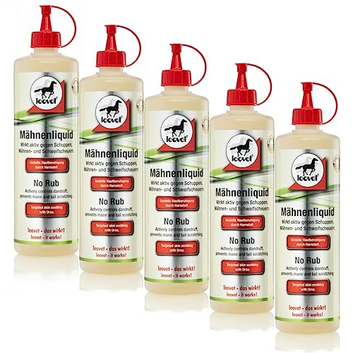 RL24 leovet - Mähnenliquid für Pferde | Haarwasser gegen Schuppen, Mähnen- & Schweifscheuern | Lotion Macht schuppenfrei | gegen Juckreiz | Pferdepflege | 5 x 500 ml (5er Set) von RL24