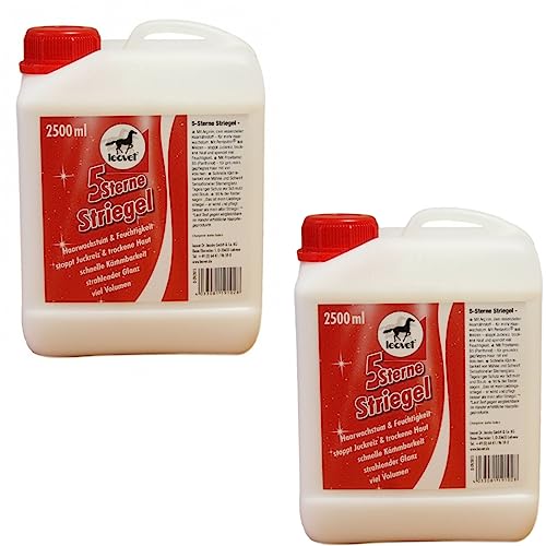 RL24 leovet - 5-Sterne Striegel | Mähnenspray für Pferde | Schweifspray für Glanz & leichte Kämmbarkeit | stoppt Juckreiz & trockene Haut | Schutz vor Schmutz | 2 x 2500 ml Kanister (2er Set) von RL24