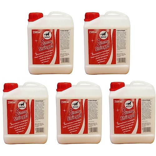 RL24 leovet - 5-Sterne Striegel | Mähnenspray für Pferde | Schweifspray für Glanz & leichte Kämmbarkeit | stoppt Juckreiz & trockene Haut | Schutz vor Schmutz | 5 x 2500 ml Kanister (5er Set) von RL24