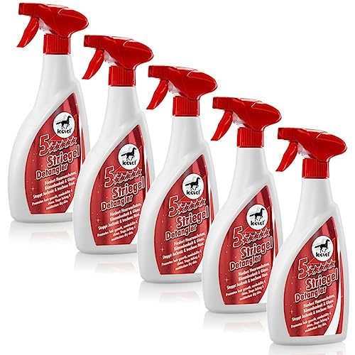 RL24 leovet - 5-Sterne Striegel | Mähnenspray für Pferde | Schweifspray für Glanz & leichte Kämmbarkeit | stoppt Juckreiz & trockene Haut | Schutz vor Schmutz | 5 x 550 ml Sprühflasche (5er Set) von RL24