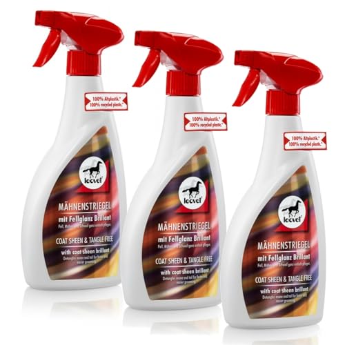 RL24 leovet - Mähnenstriegel | Mähnenspray für Pferde | Schweifspray schützt vor Staub & Schmutz | Pflege für Fell, Mähne & Schweif | schnelle Kämmbarkeit | 3 x 550 ml Sprühflasche (3er Set) von RL24