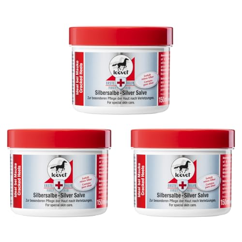 RL24 – leovet Silbersalbe – Pferdesalbe mit Silber & Zink – antiseptischer Pferdebalsam – Salbe mit hochwertigen Pflanzenölen – Haut- & Hufpflege – Wundsalbe ideal bei Mauke – 3 x 150 ml (3er Set) von RL24