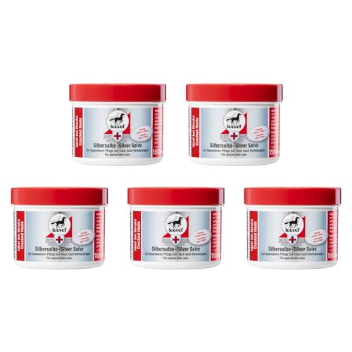 RL24 – leovet Silbersalbe – Pferdesalbe mit Silber & Zink – antiseptischer Pferdebalsam – Salbe mit hochwertigen Pflanzenölen – Haut- & Hufpflege – Wundsalbe ideal bei Mauke – 5 x 150 ml (5er Set) von RL24