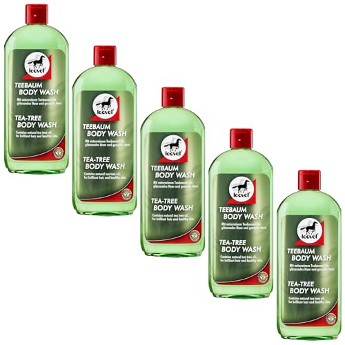 RL24 leovet - Teebaum Body Wash | Pferdeshampoo mit Teebaumöl | mindert Juckreiz & Scheuerneigung | Shampoo für Pferde | pflegt Haut & Haar | Pferdepflege | 5 x 500 ml Flasche (5er Set) von RL24