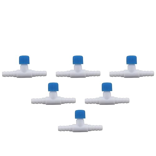 RLECS T-förmiges Steuerventil, 6 Stück, Aquarium, 2-Wege-Kunststoff-Luftleitung, Durchflussregler, Ventil für 4 mm Luftschlauch, weiß RLECS T-förmiges Steuerventil, 6 Stück, Aquarium, 2-Wege-Kunststoff-Luftleitung, Durchflussregler, Ventil für 4 mm Luftschlauch, weiß von RLECS