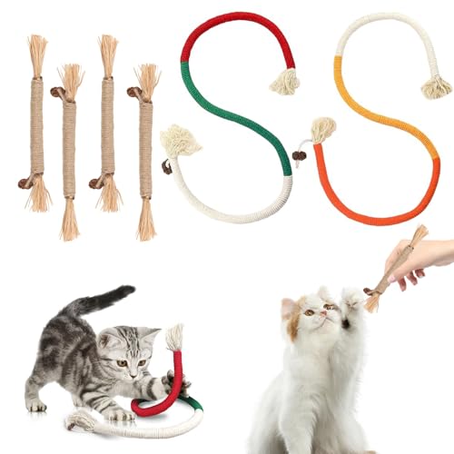 2 Stück Katzenminze Spielzeug – Interaktives Katzenspielzeug mit 2 Beißseilen und 4 Catnip Sticks – Fördert Katzen Zahnpflege und Selbstbeschäftigung – Perfekt für aktive Katzen, Katzenminze Stick. 2 Stück Katzenminze Spielzeug – Interaktives Katzenspielzeug mit 2 Beißseilen und 4 Catnip Sticks – Fördert Katzen Zahnpflege und Selbstbeschäftigung – Perfekt für aktive Katzen, Katzenminze Stick. von RMIVEGLIA