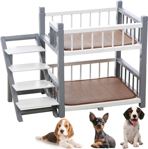 Etagenbett for Haustiere mit Treppe, Etagenbett for Hunde/Katzen, Etagenbett for Haustiere mit Treppe for kleine, mittelgroße und große Hunde, abnehmbares doppellagiges Haustierbett mit Treppe, for de Etagenbett for Haustiere mit Treppe, Etagenbett for Hunde/Katzen, Etagenbett for Haustiere mit Treppe for kleine, mittelgroße und große Hunde, abnehmbares doppellagiges Haustierbett mit Treppe, for de von RMJEZTQD