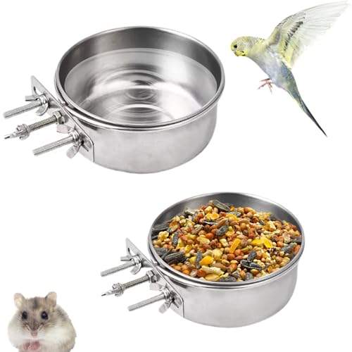 Futternäpfe für Haustiere, 2 Stück, Kaninchenfutter, Wassernäpfe, kein Verschütten, abnehmbar, zum Aufhängen, Edelstahl, für Papageien, Futterstall, Becher für kleine, mittelgroße Haustiere, Vögel Futternäpfe für Haustiere, 2 Stück, Kaninchenfutter, Wassernäpfe, kein Verschütten, abnehmbar, zum Aufhängen, Edelstahl, für Papageien, Futterstall, Becher für kleine, mittelgroße Haustiere, Vögel von RMNHPTK