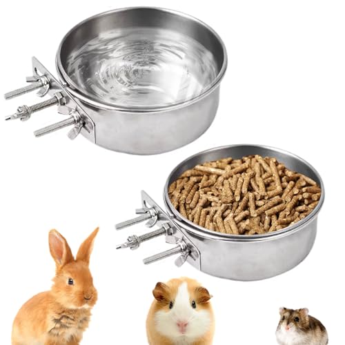 Futternäpfe für Haustiere, 2 Stück, Kaninchenfutter, Wassernäpfe, kein Verschütten, abnehmbar, zum Aufhängen, Edelstahl, für Papageien, Futterstall, Becher für kleine, mittelgroße Haustiere, Vögel Futternäpfe für Haustiere, 2 Stück, Kaninchenfutter, Wassernäpfe, kein Verschütten, abnehmbar, zum Aufhängen, Edelstahl, für Papageien, Futterstall, Becher für kleine, mittelgroße Haustiere, Vögel von RMNHPTK