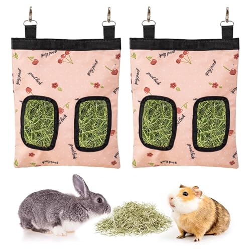 Kaninchen-Heu-Futtertasche, große Kapazität, Kaninchen-Heutasche, Kleintier-Hänge-Heutasche, 600D-Oxford-Stoff, Hasen-Heu-Futtertasche für Kaninchen, Meerschweinchen, Chinchillas (Rosa, 2 Löcher, 2 Kaninchen-Heu-Futtertasche, große Kapazität, Kaninchen-Heutasche, Kleintier-Hänge-Heutasche, 600D-Oxford-Stoff, Hasen-Heu-Futtertasche für Kaninchen, Meerschweinchen, Chinchillas (Rosa, 2 Löcher, 2 von RMNHPTK