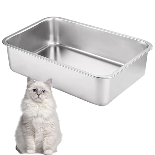 RMNHPTK Katzentoilette aus Edelstahl, große Metall-Katzentoilette, offene Luft, leicht zu reinigen, nimmt keine Gerüche, Flecken oder Rost auf (X-Large) von RMNHPTK