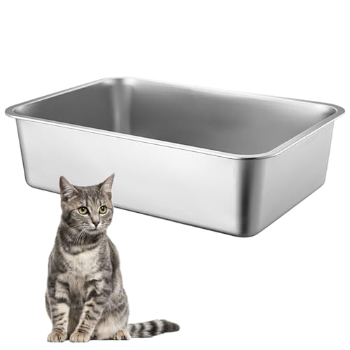 RMNHPTK Katzentoilette aus Edelstahl, große Metall-Katzentoilette, offene Luft, leicht zu reinigen, nimmt keine Gerüche, Flecken oder Rost auf (groß) von RMNHPTK