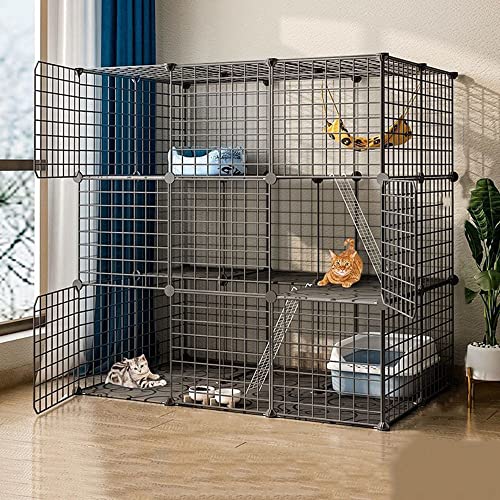 RNQZ Katzenkäfig-Kiste, DIY-Laufstall, abnehmbar mit Box, leicht zu reinigen, für den Innen- und Außenbereich – für Kleintiere, Welpen, Kätzchen, Hasen,111X75X109cm von RNQZ