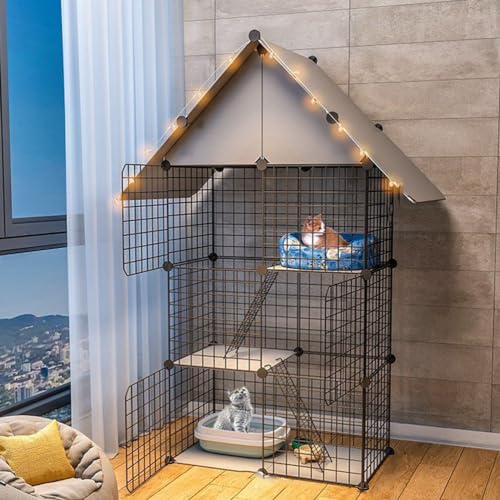 RNQZ Katzenkäfige für den Innenbereich, Katzenkäfig zum Selbermachen, Katzenlaufstall, Katzenkäfige für den Innenbereich mit Tür und Kletterleiter, für kleine Katzen und andere Tiere,146x75x39cm RNQZ Katzenkäfige für den Innenbereich, Katzenkäfig zum Selbermachen, Katzenlaufstall, Katzenkäfige für den Innenbereich mit Tür und Kletterleiter, für kleine Katzen und andere Tiere,146x75x39cm von RNQZ