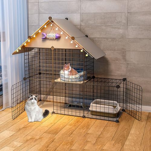 RNQZ Katzenkäfige für den Innenbereich, Katzenkäfig zum Selbermachen, Katzenlaufstall, Katzenkäfige für den Innenbereich mit Tür und Kletterleiter, für kleine Katzen und andere Tiere,111x110x39cm RNQZ Katzenkäfige für den Innenbereich, Katzenkäfig zum Selbermachen, Katzenlaufstall, Katzenkäfige für den Innenbereich mit Tür und Kletterleiter, für kleine Katzen und andere Tiere,111x110x39cm von RNQZ