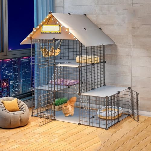 RNQZ Katzenkäfige für den Innenbereich, Katzenkäfig zum Selbermachen, Katzenlaufstall, Katzenkäfige für den Innenbereich mit Tür und Kletterleiter, für kleine Katzen und andere Tiere,143x109x75cm RNQZ Katzenkäfige für den Innenbereich, Katzenkäfig zum Selbermachen, Katzenlaufstall, Katzenkäfige für den Innenbereich mit Tür und Kletterleiter, für kleine Katzen und andere Tiere,143x109x75cm von RNQZ