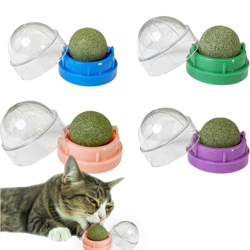 RNXSIB 4 Stück Katzenminze Ball, Catnip Ball, Katzenminze, Catnip, Cat Nip, Katzen Minze, Bürsten Sie die Zähne Ihrer Katze und Schützen Sie Ihren Magen, Katzenleckspielzeug mit Katzenminze von RNXSIB