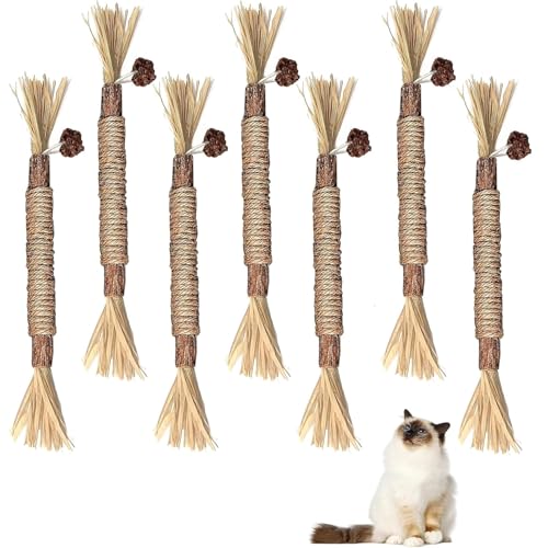RNXSIB 7 Stück Katzenminze Sticks, Zahnreinigende Knabberstangen, Zahnreinigende Knabberstangen Katze, Katzenminze Stick für Katzen Zahnpflege von RNXSIB