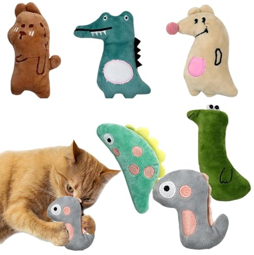 RNXSIB Katzenminze Spielzeug 6er Set, Katzenminze Kissen, Katzenspielzeug Mit Katzenminze, Katzenminze Katze Baldrian Kissen Plüsch Kissen, für Katzen Zum Kratzen, Spielen Und Kauen von RNXSIB