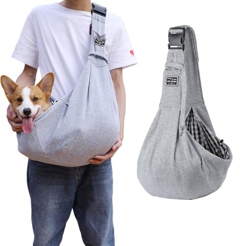 RNXSIB Tragetuch Hund, Verstellbarer Tragegurt, Hundetragetasche, Hunde Tasche, Haustiere Bis 7.5 kg, Grau, Fr Kleine Hunde, Spaziergnge, Parkbesuche, Tierklinikbesuche, ffentliche Verkehrsmittel von RNXSIB