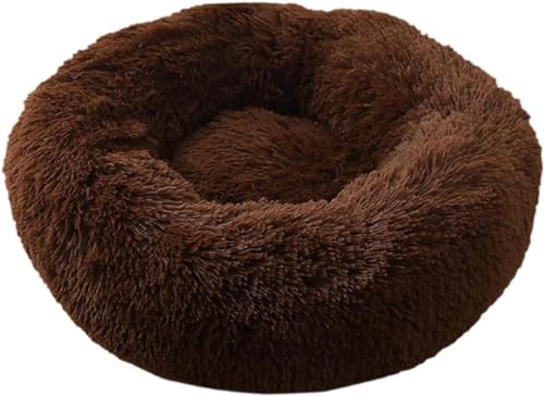 ROADDPMATE Anti-Angst-Hundebett, beruhigendes Haustierbett, warm, flauschig, Plüsch, Donut-Hundebett, waschbar (Kaffee, Größe S (50 cm) von ROADDPMATE