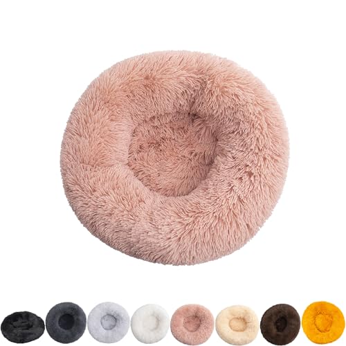 ROADDPMATE Anti-Angst-Hundebett, beruhigendes Haustierbett, warm, flauschig, Plüsch, Donut-Hundebett, waschbar (Rosa, Größe 2XL (100 cm) von ROADDPMATE