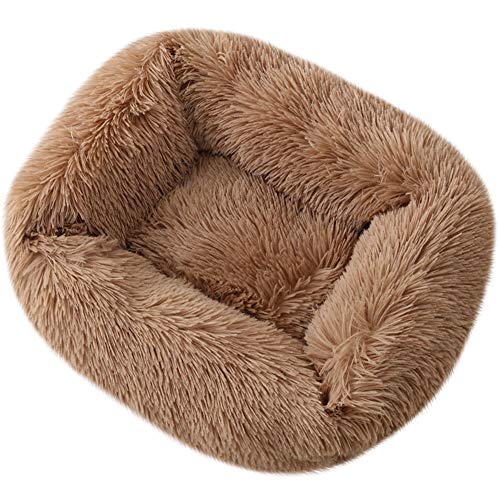 ROADDPMATE Donut Hunde- und Katzenbett, gemütliches Haustierbett, beruhigend, selbstwärmend, weiches Plüschkissen, verbesserter Schlaf für Katzen, kleine, mittelgroße Hunde (Braun, M) von ROADDPMATE