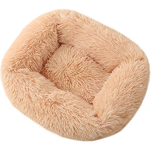 ROADDPMATE Donut Hunde- und Katzenbett, gemütliches Haustierbett, beruhigend, selbstwärmend, weiches Plüschkissen, verbesserter Schlaf für Katzen, kleine, mittelgroße Hunde (Khaki, klein) von ROADDPMATE